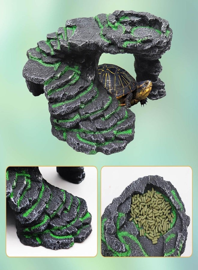Neeenn Large Bearded Dragon Hideout, Resin Simulation Stone Reptile Hide Cave, Reptile Basking Platform, Terrarium Habitat Decor for Lizard Spider Aquarium Fish Gecko - 9.5 × 8 × 3.7 Inch - Image 4