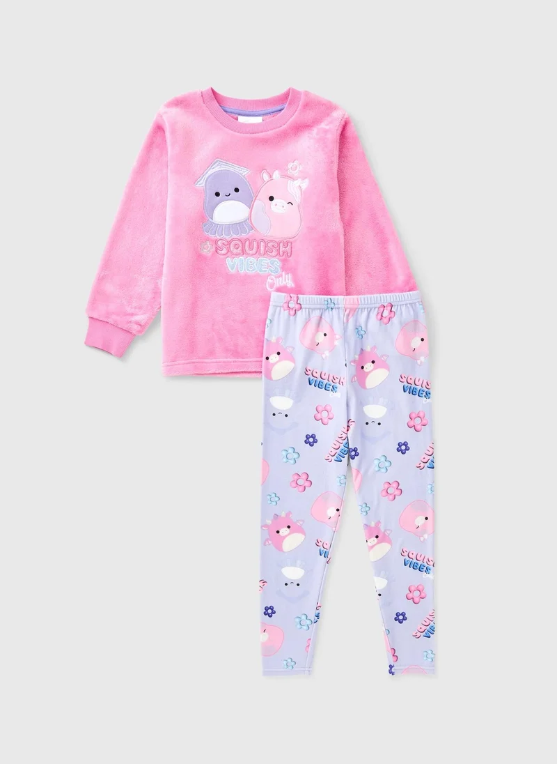Matalan Squshmallows Girls Pink Fleece Pyjama Set