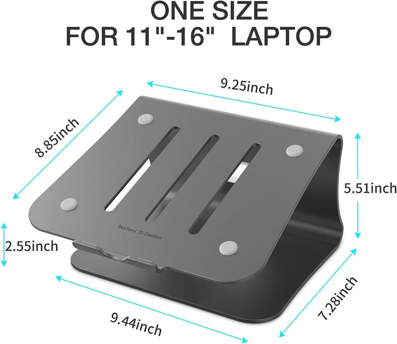 Bestand Laptop Stand Aluminum Cooling Computer Stand Holder for Apple MacBook Air Pro 11-16" Laptops (Gray) - Image 2