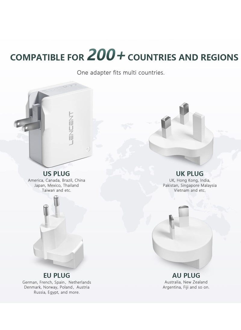 لينسينت شاحن USB التوصيل 4 منفذ USB محول السفر العالمي 22 واط/5 فولت 4.4A شاحن الجدار مع محول شاحن السفر في جميع أنحاء العالم  - Image 3