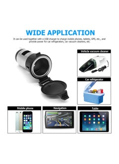 SYOSI 12V-24V Cigarette Lighter Socket, Female Cigarette Lighter Adapter with Extension Cable, Dustproof Plug Power Outlet Socket Replacement for Car Truck Motorcycle Boat Marine ATV RV and More  - Image 3