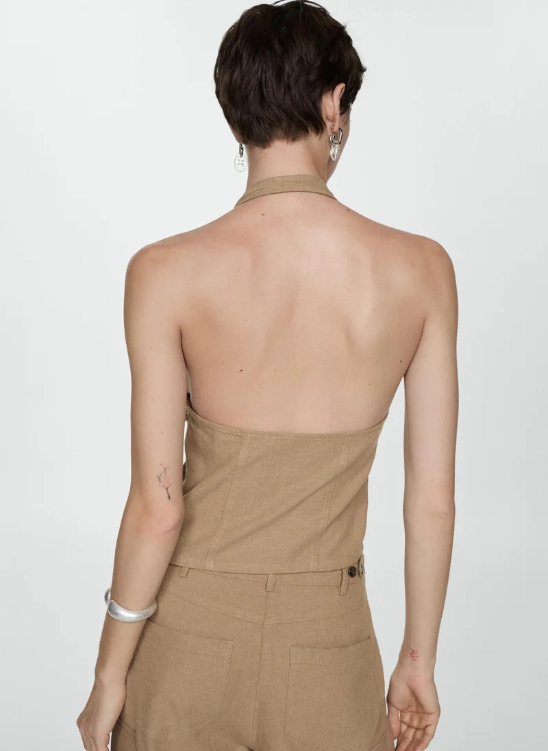 MANGO Halter Neck Pocket Detail Top