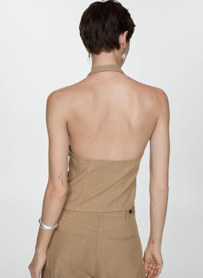 MANGO Halter Neck Pocket Detail Top  - Image 2