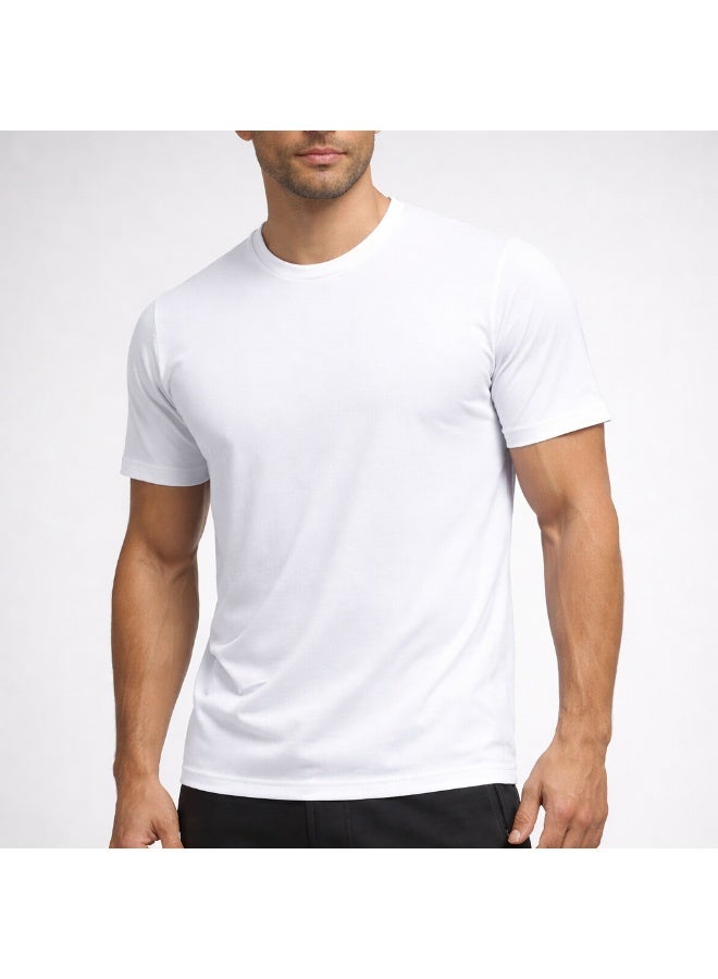 Nextt Level White Round Neck T-Shirts Premium Mercerised Cotton Bio-Washed and Timeless Style with Luxury Comfort - Image 1