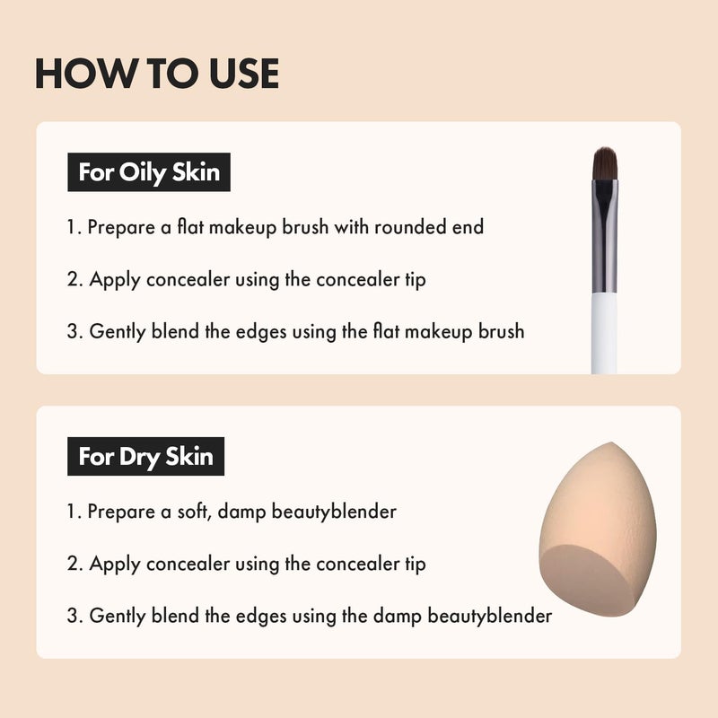 AK AEKYUNG LUNA Long-Lasting Tip Concealer Cover-Fit (#02 Beige) Full Coverage, for Under Eye Dark Circles, Fine Lines, Redness & Discoloration, Korean Makeup 0.26 Fl Oz - Image 3