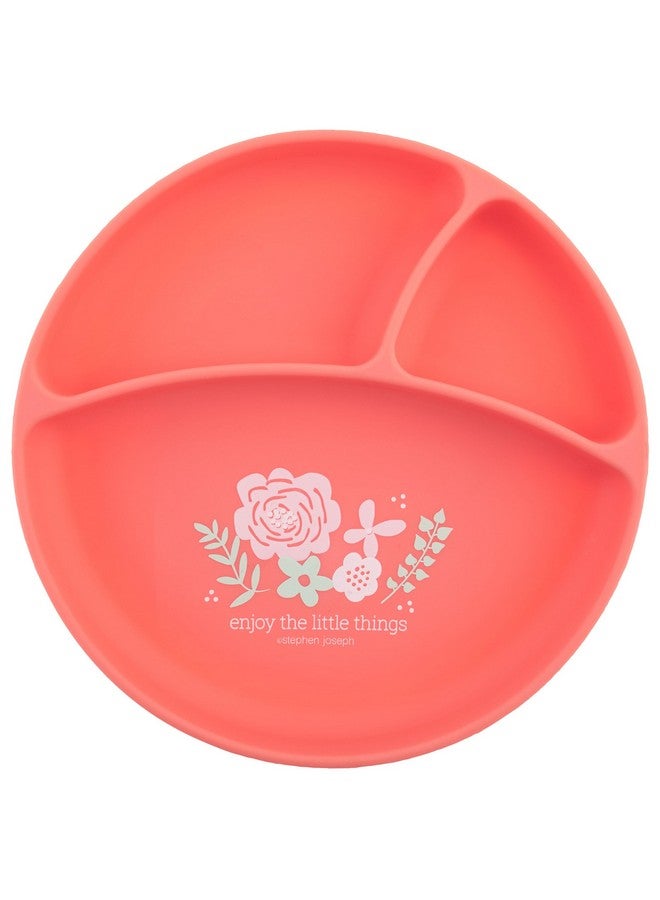 Stephen Joseph Silicone Baby Plate, One Size, Coral Flower - Image 1