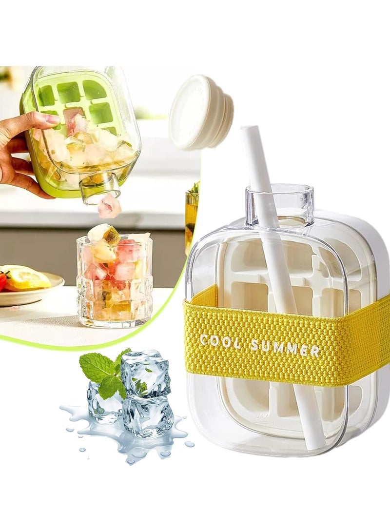 Ice Cube Bottle - 2 in 1 Touch-Free Ice Cube Tray Water Bottle, 2-in-1 Ice Cube Tray & Bottle, Easy Ice Release for Freezer, Perfect, For Coffee, Juice, And Beverages ( 500ml)  - Image 1