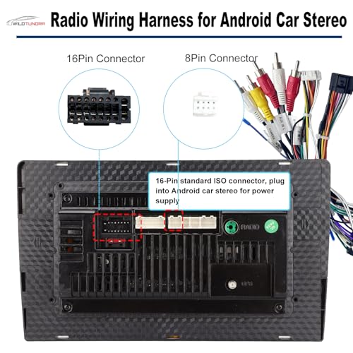 WildTundra 16Pin ISO Aftermarket Radio Harness Adapter Compatible with Chrysler 2015-2018 Dodge 2014-2019 Jeep 2018-2019, 16Pin Android Car Stereo Wiring Harness with SWC Reverse for Ram Cherokee - Image 3