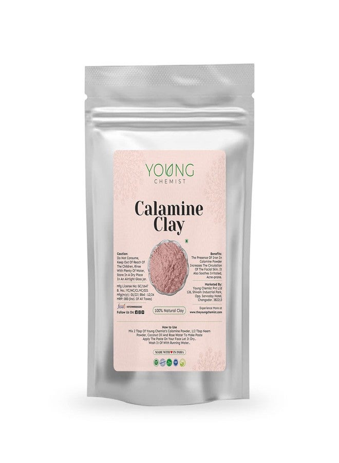 Young Chemist's Calamine Clay Lighten dark spots Paraben free Good for Face and Hair (All Skin Type, Powder Form, Pink, 100 grams) - Image 1