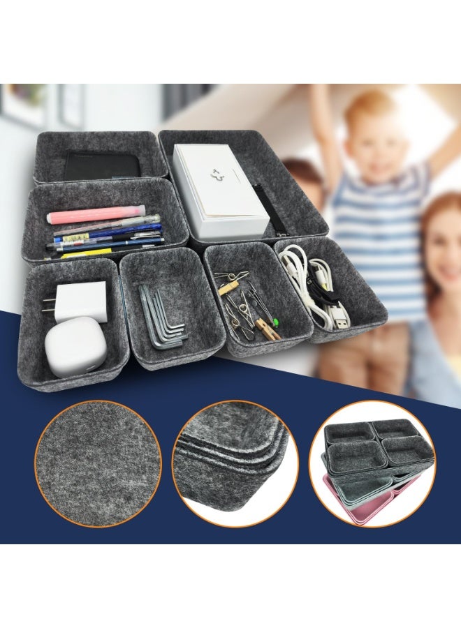 Bukela Cbilzxer Desk Drawer Organizer, 7 Pieces Felt Storage Tray, Dividers Separators Drawers Organizers Felt Stacking for Desk Office Kitchen Bathroom Makeup Wardrobe (Dark Grey) - Image 5