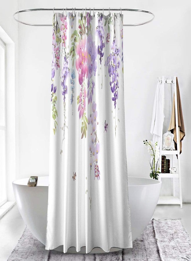 BECAN Floral Shower Curtain, Purple Wisteria Flower Polyester Fabric Waterproof Layer Thickening Shower Curtain 72X72Inches - Image 3
