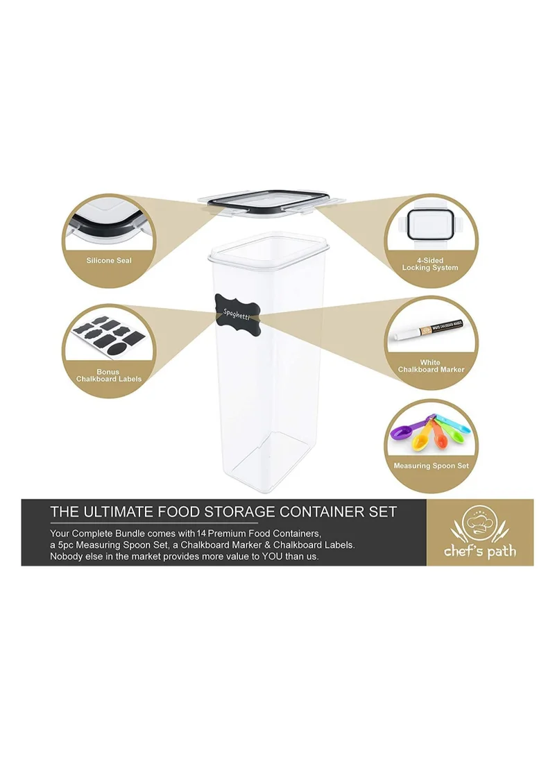 Mahmir 14pcs Pack Airtight Food Storage Containers with Lids for Kitchen Organization - Plastic Kitchen Storage Containers for Pantry Organization and Storage - Cereal, Rice, Pasta Flour and Sugar 14pcs Pack  | Best Price UAE