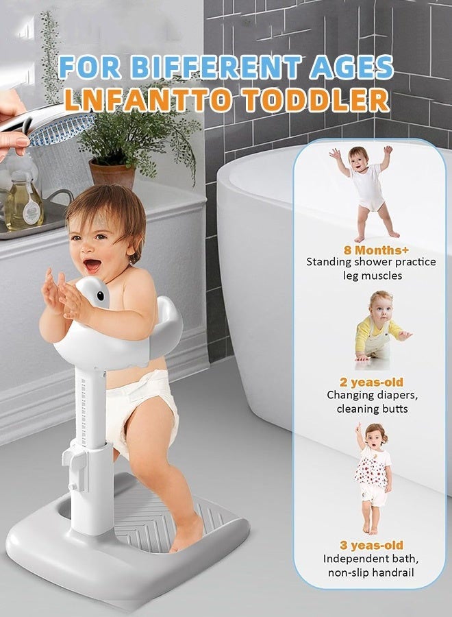 دوركو حامل وكرسي للاستحمام للأطفال، مسند للأطفال مع ارتفاع ومسند ذراع قابل للضبط، حامل مانع للانزلاق مع حامل رأس، مستلزمات الاستحمام الأساسية للرضع - Image 4