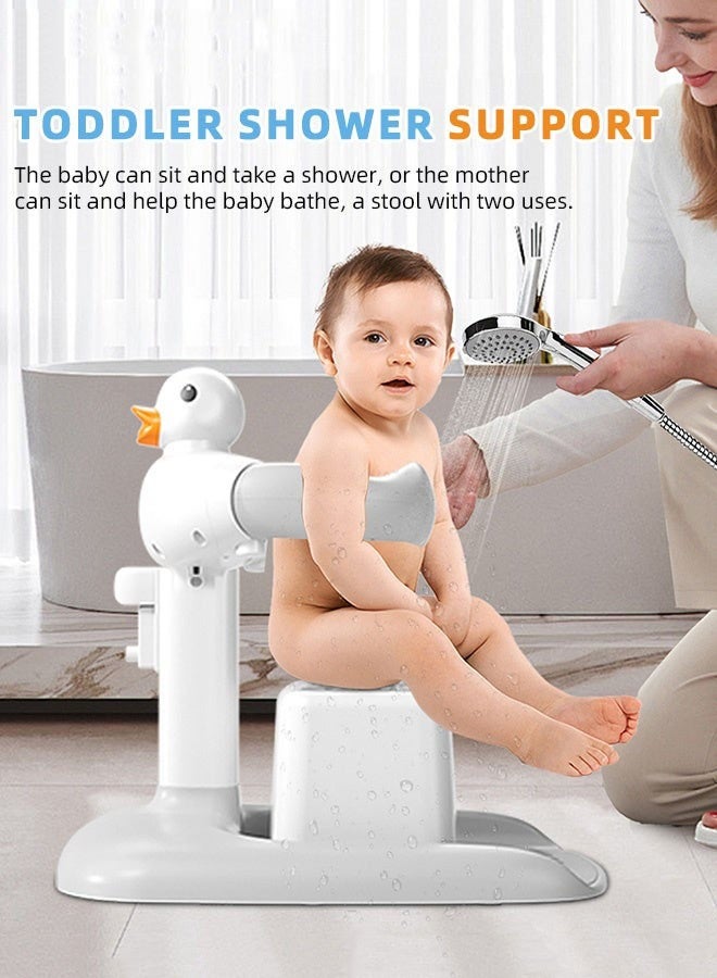دوركو حامل وكرسي للاستحمام للأطفال، مسند للأطفال مع ارتفاع ومسند ذراع قابل للضبط، حامل مانع للانزلاق مع حامل رأس، مستلزمات الاستحمام الأساسية للرضع - Image 2