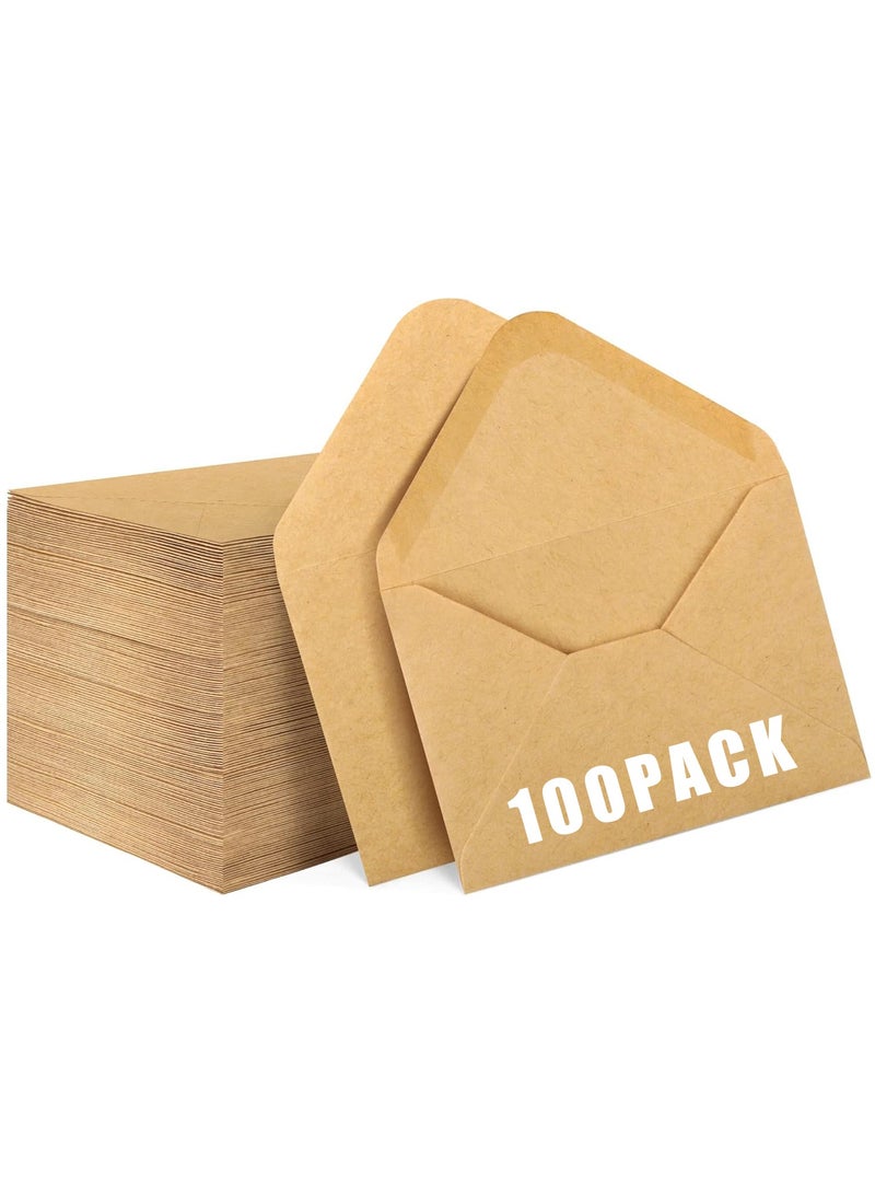 Generic 100 Pack Gift Card Envelopes, 15.2×10.4cm Mini Envelopes, Brown Kraft Business Card Envelopes, Small Envelopes for Holidays, Weddings, Baby Showers, Birthdays Banquets  - Image 1
