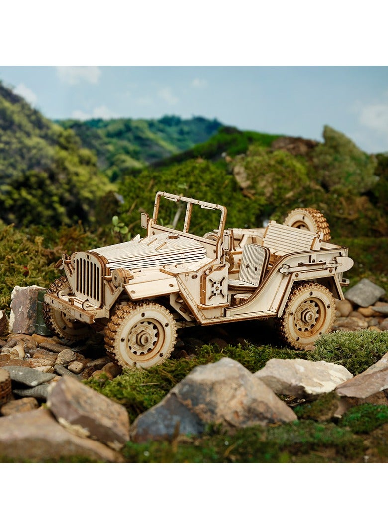 Robotime ROKR Army Jeep Scale Model MC701, Assembly Brain Teaser 3D Wooden Puzzle DIY Build Model Crafts Kits, Unique Home Decor Birthday Gifts for Teens or Adults - Image 4