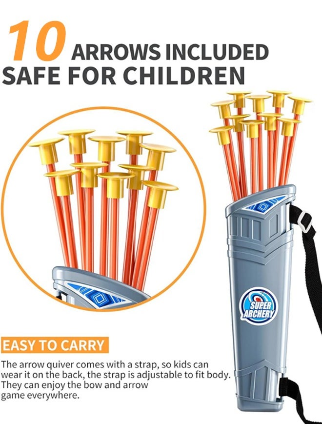 Occuwzz - Kids Bow and Arrow Toy Set LED Light Up Archery Toys Outdoor Indoor Shooting Games Toys Boys Girls Birthday Gifts Blue Light Bow and Arrow - Image 1
