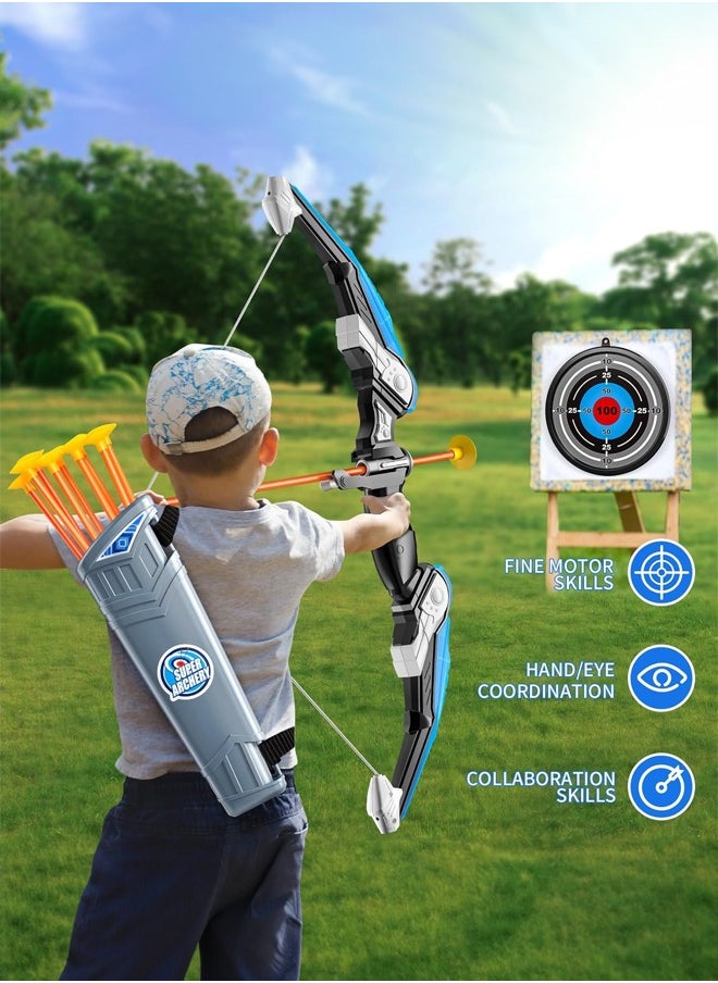 Occuwzz - Kids Bow and Arrow Toy Set LED Light Up Archery Toys Outdoor Indoor Shooting Games Toys Boys Girls Birthday Gifts Blue Light Bow and Arrow - Image 1