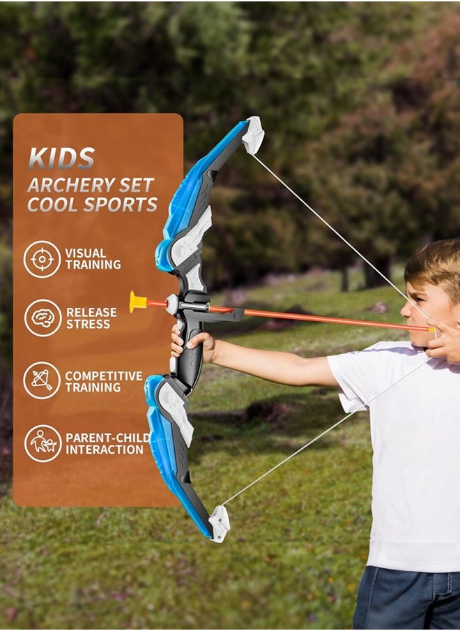 Occuwzz - Kids Bow and Arrow Toy Set LED Light Up Archery Toys Outdoor Indoor Shooting Games Toys Boys Girls Birthday Gifts Blue Light Bow and Arrow - Image 1