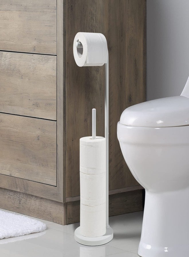 SunnyPoint Toilet Tissue Paper Roll Holder Round Base Stand with Reserve (WHT) - Image 3