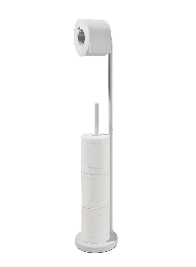 SunnyPoint Toilet Tissue Paper Roll Holder Round Base Stand with Reserve (WHT) - Image 1