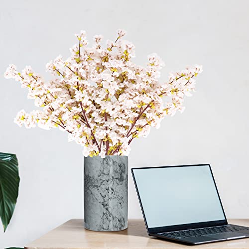 Giegxin Set of 8 Silk Cherry Blossom Branches Cherry Blossom Tree Stems Long Stem Artificial Flowers for Tall Vase Flowers for Home Wedding Vase Floral Arrangements, 39.37 Inch(White) - Image 5