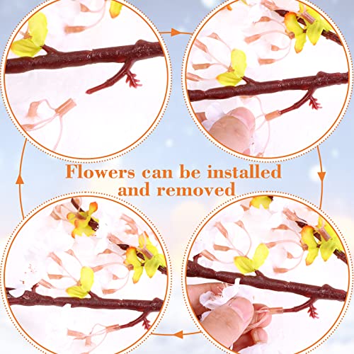 Giegxin Set of 8 Silk Cherry Blossom Branches Cherry Blossom Tree Stems Long Stem Artificial Flowers for Tall Vase Flowers for Home Wedding Vase Floral Arrangements, 39.37 Inch(White) - Image 4