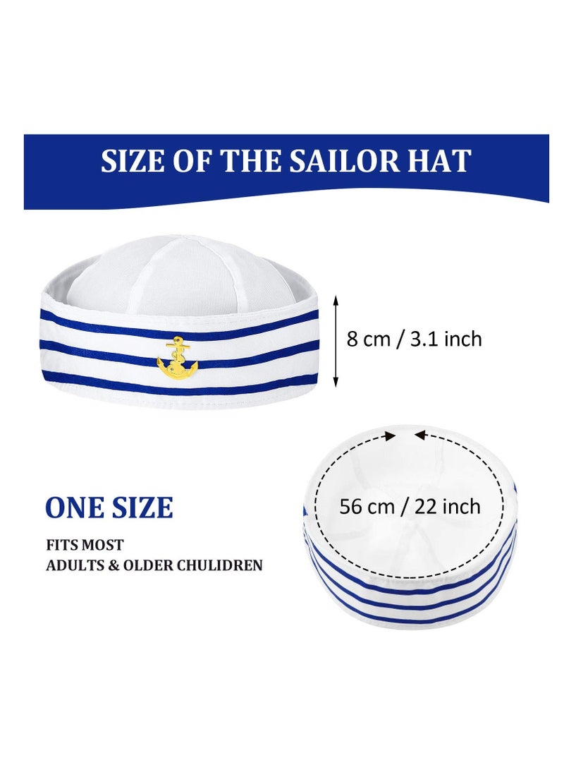 Y&D Sailor Hat and Scarf Set, for Women Men Navy Outfit Blue with White Captain Costume, Nautical Cap Satin Scarf, Costume Accessory Dressing up Party  - Image 3