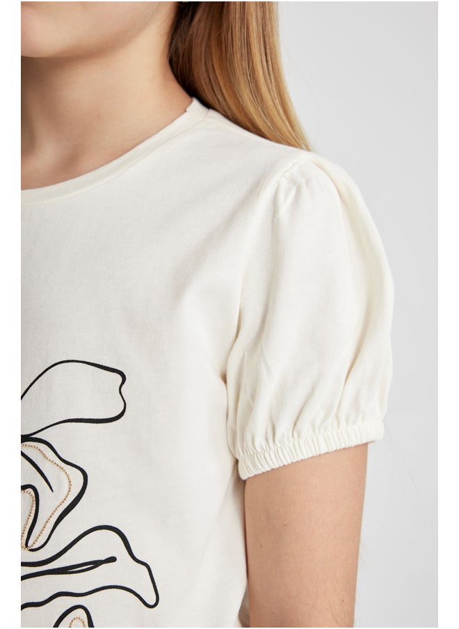 Girl Regular Fit Knitted Short Sleeve Body