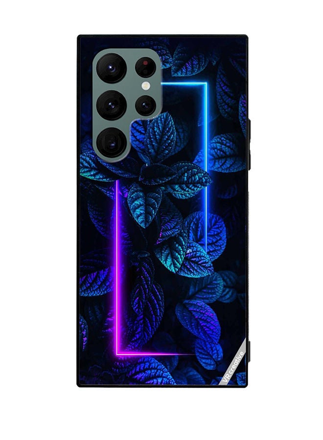VR CREATIVE Protective Case Cover For Samsung Galaxy S22 Ultra 5G Blue Foliage Plants Neon Design Multicolour - Image 1