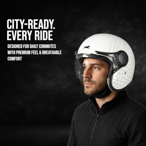 TVS Cruisetown Open Face Helmet � Stylish & Safe Half Face Helmet for Riders | ISI & DOT Certified | Premium Protection for Men & Women | Comfortable, Durable & Lightweight Design with Visor (Grey/L) - Image 2