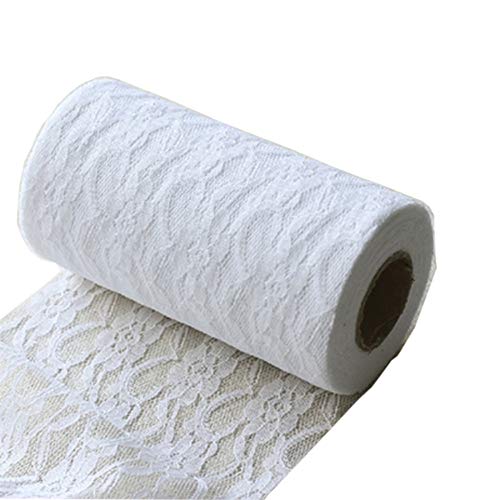 25 Yards 6 inch Wide Flower Pattern Lace Trim Lace Ribbon for Table Runner  Chair Bow Ties 25 Yard White
