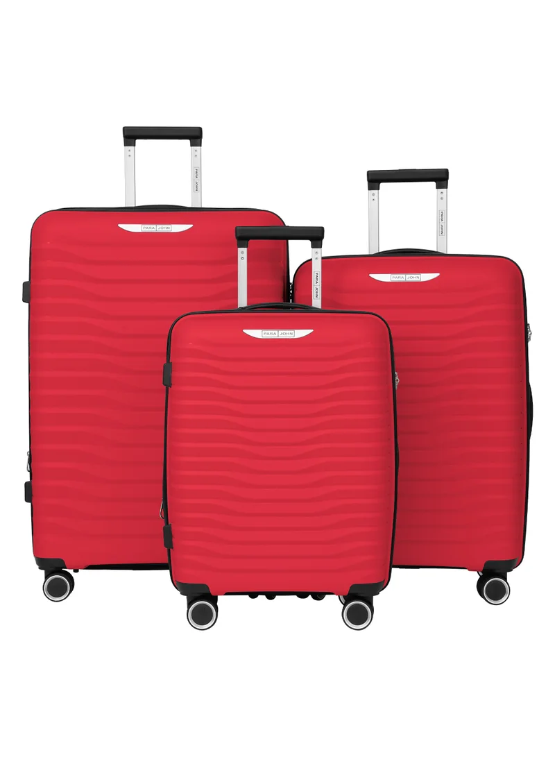 PARAJOHN PARA JOHN TRACE Series - 3 Piece Expandable Polypropylene Luggage Set with 360 Dual Wheels | Durable, Lightweight & Stylish 20,24,28 Sizes- Red