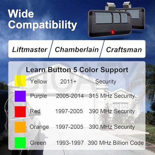 GIOATY 2 for Chamberlain Craftsman LiftMaster Garage Door Opener Remote Replaces 893LM 893Max 891LM 371LM 373LM 971LM 973LM no Wait Wireless Remote Keyless Entry Safe Security - Image 3