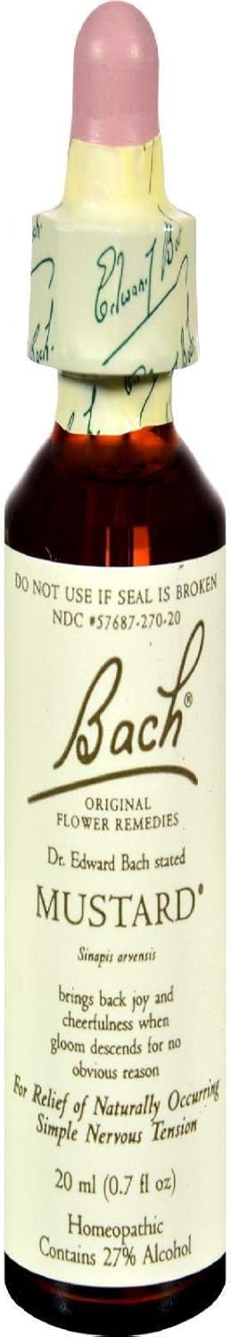 Bach Bach Original Flower Remedies, Mustard - Be Joyful - Natural Homeopathic Flower Essence for Emotional Balance - Vegan, Gluten Free, Sugar Free - 20mL Dropper 