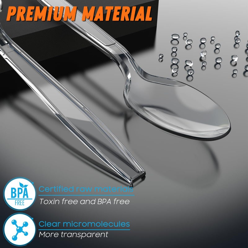 Dipoo 360pc 6.8"" Clear Plastic Spoons Heavy Duty with Heat Resistant & BPA Free  Solid and Durable Plastic Cutlery  Premium Disposable Spoons for Party Supply - Image 2