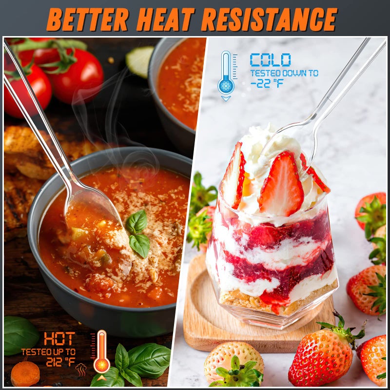 Dipoo 360pc 6.8"" Clear Plastic Spoons Heavy Duty with Heat Resistant & BPA Free  Solid and Durable Plastic Cutlery  Premium Disposable Spoons for Party Supply - Image 3