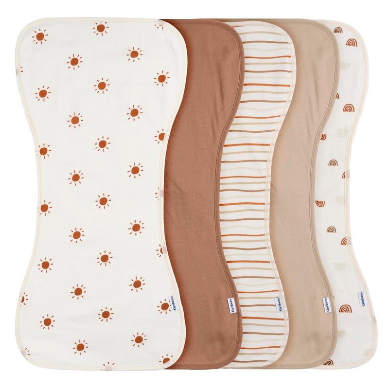 Gerber Gerber Baby Unisex Burp Cloths 5Pack Rust Tan Size 105 x 21