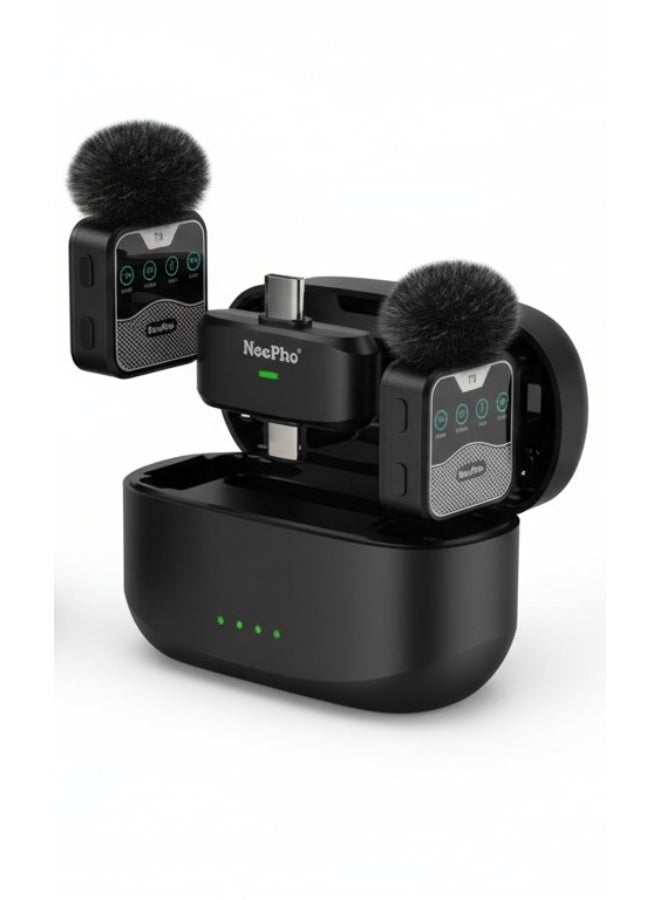 ني فو ميكروفون Neepho NP-60 ذو طوق لاسلكي ، ميكروفون تسجيل صغير مع تقليل الضوضاء لتسجيل الصوت المباشر - Image 5