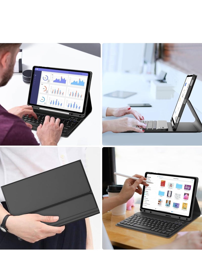 QPHWHFQ - Keyboard Case with Mouse for Samsung Galaxy Tab A9+ Plus 11", Detachable Wireless A9+ Plus 11-inch Keyboard Case, Rechargeable Keyboard Cover with Pencil Holder, 3 Angle Adjustment - Image 1