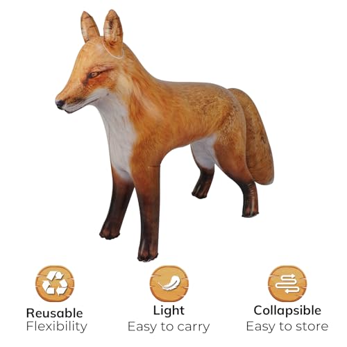 HOHQB 39" Realistic Animal Inflatable Arctic Red Fox Toys: Perfect for Indoor, Outdoor, Pool & Jungle Safari Birthday Party Fun! - Image 3