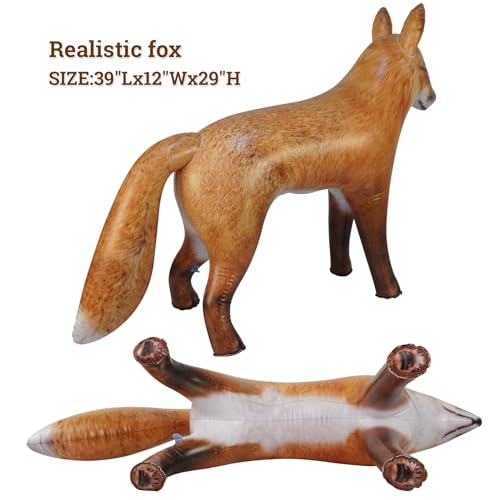 HOHQB 39" Realistic Animal Inflatable Arctic Red Fox Toys: Perfect for Indoor, Outdoor, Pool & Jungle Safari Birthday Party Fun! - Image 4