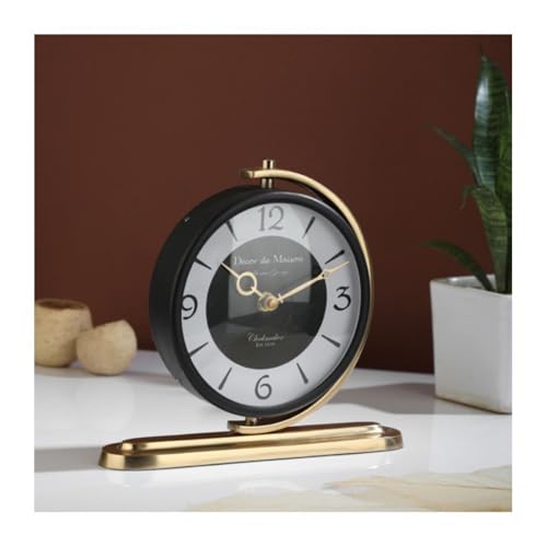 Decor de Maison Brings Handcrafted Aleksi Table Clock for KidsRoom, Living Room, Bedroom, Study Table, Office Desk| Classic Non-Ticking Tabletop Battery Operated Analog Desk Clock in Gold (23x5x5cm) - Image 1