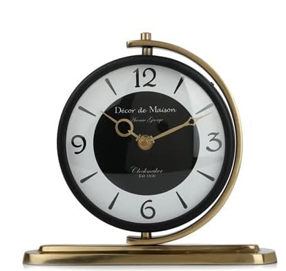 Decor de Maison Brings Handcrafted Aleksi Table Clock for KidsRoom, Living Room, Bedroom, Study Table, Office Desk| Classic Non-Ticking Tabletop Battery Operated Analog Desk Clock in Gold (23x5x5cm) - Image 2