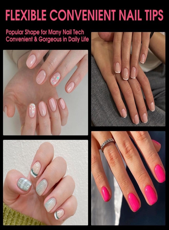 BORNBYME Short Square Soft Gel Nail Tips, BORNBYME 216 PCS Pre Buff Full Cover Shaped Nail Extenison Tips Half Matte Gel Nail Tips - Image 4