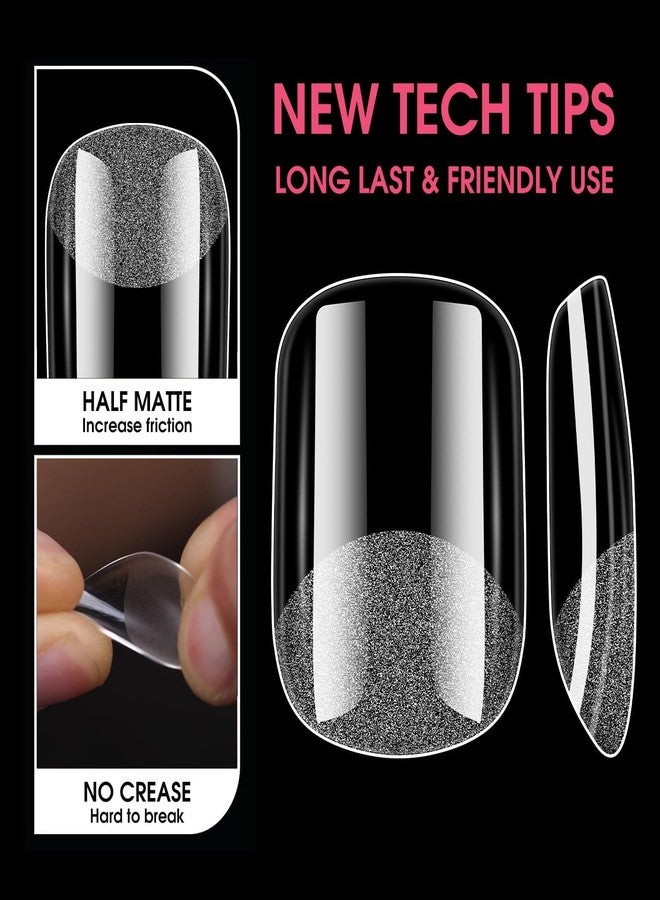 BORNBYME Short Square Soft Gel Nail Tips, BORNBYME 216 PCS Pre Buff Full Cover Shaped Nail Extenison Tips Half Matte Gel Nail Tips - Image 3