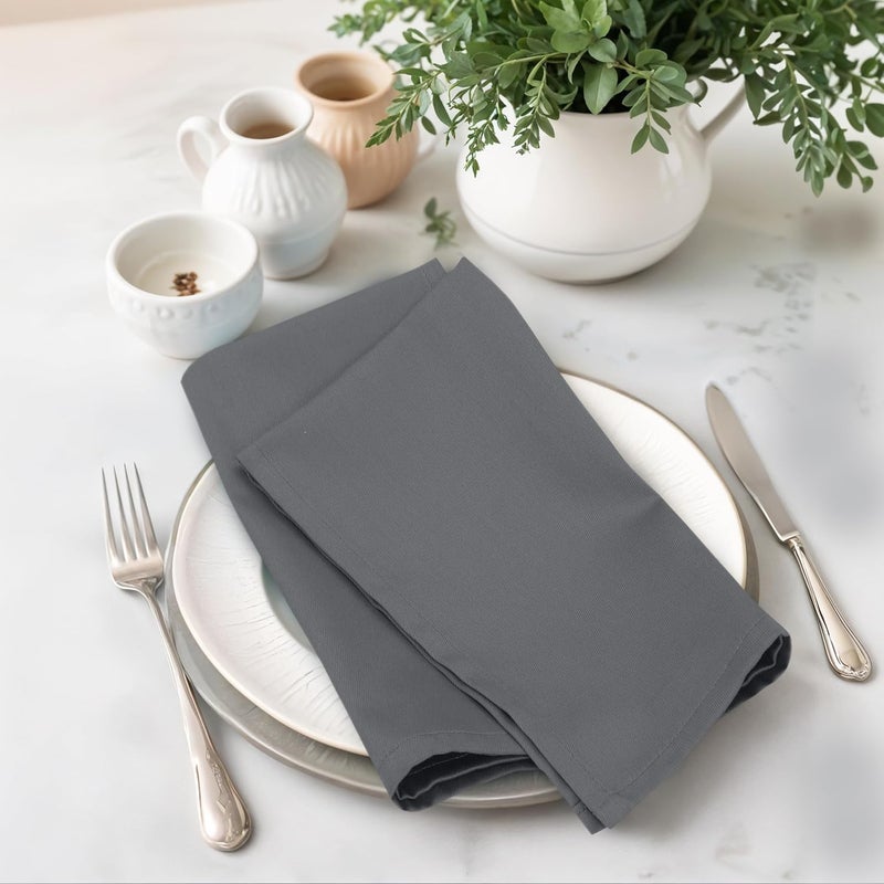 Zoyer Cloth Napkins Set of 12 18x18 Inches Cotton Enrich Napkins Cloth Washable Soft  Durable Dinner Napkins for Parties Wedding Christmas Thanksgiving  Everyday Use  Charcoal Grey - Image 2
