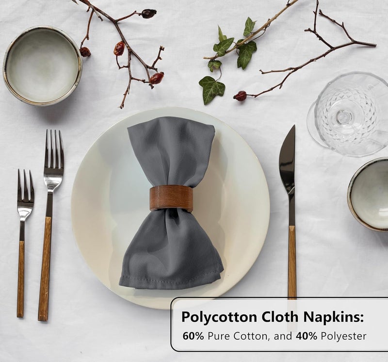 Zoyer Cloth Napkins Set of 12 18x18 Inches Cotton Enrich Napkins Cloth Washable Soft  Durable Dinner Napkins for Parties Wedding Christmas Thanksgiving  Everyday Use  Charcoal Grey - Image 4