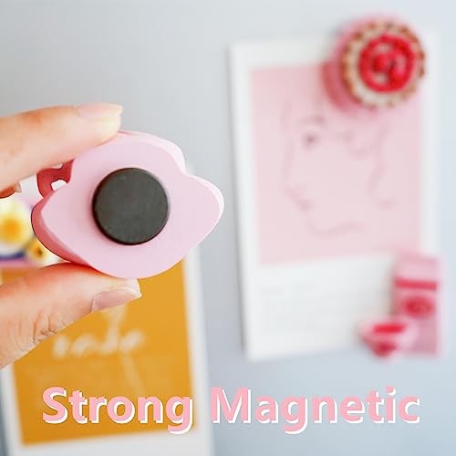 Bonilve Cute Pink Aesthetics Kitchen Refrigerator Magnets – 4 Pcs Strong Magnetic Hand-Painted Decor, Eco-Resin Magnets for Fridge, Office & Classroom for Women & Pink Lovers - Image 4