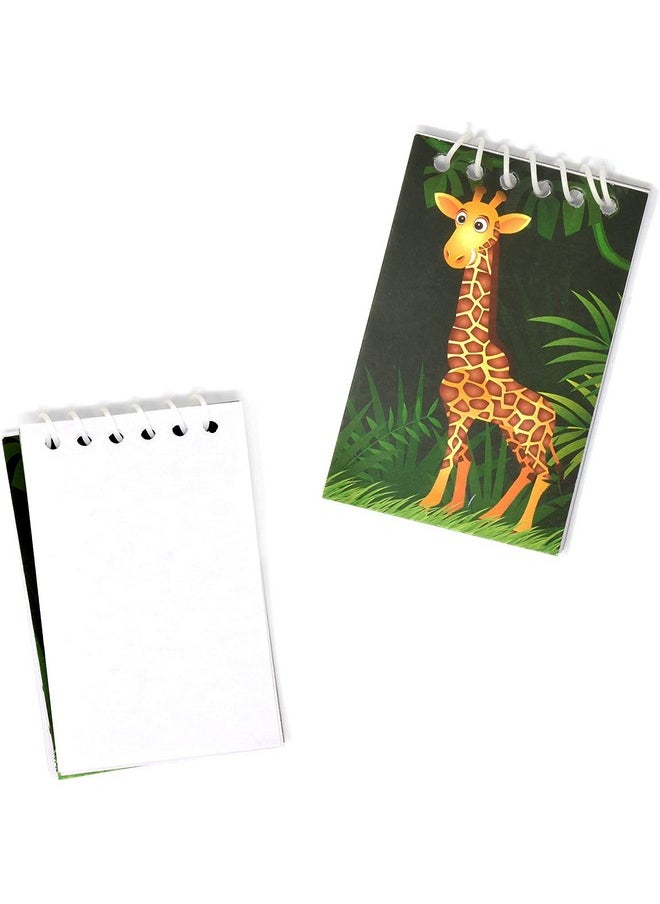 Gift Boutique - 48 Count Zoo Jungle Animal Mini Notepads Safari Tropical Themed Birthday Party Favor Supplies Decor Lion Zebra Giraffe Tiger Elephant Monkey Animals Pals Baby Shower Spiral Notebook For Kids Classroom - Image 1